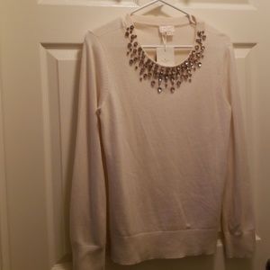 Kate Spade White Embellished Sweater *new w tags*